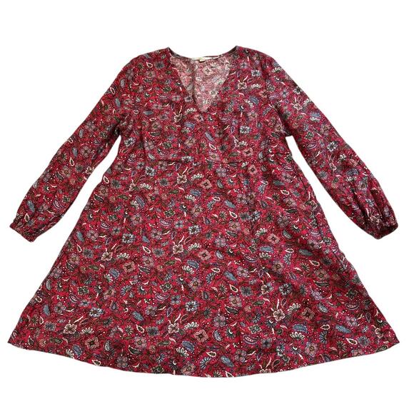 Boden Womens XL 16 18 Flippy V-Neck 100% Linen Mini Dress Floral Pink Flowy - Picture 3 of 10